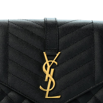 Saint Laurent Grain De Poudre Textured Mixed Matelasse Triquilt Monogram Clutch Black 8 of 13