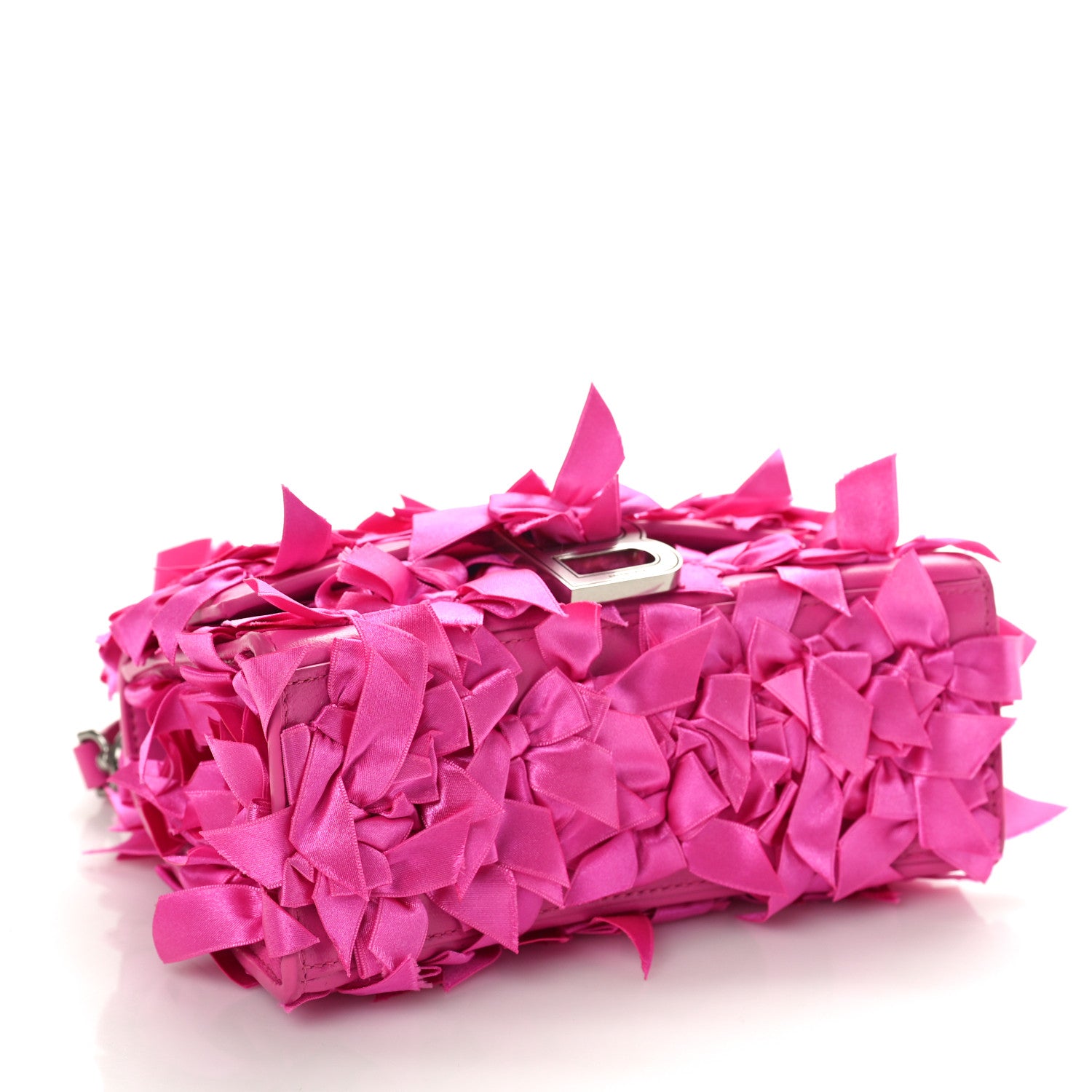Balenciaga Satin Bow Embellished Hourglass Top Handle Bag XS Fuchsia 4 of 9