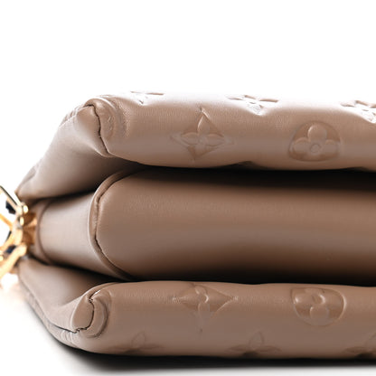 Louis Vuitton Lambskin Embossed Monogram Coussin PM Taupe 6 of 8