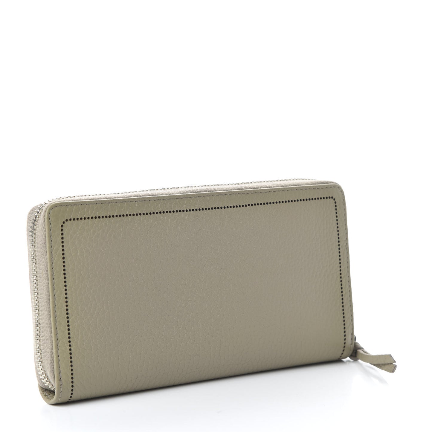 Veau Grana Perforated Blackout Hardware Continental Zip Around Wallet Gris Cendre
