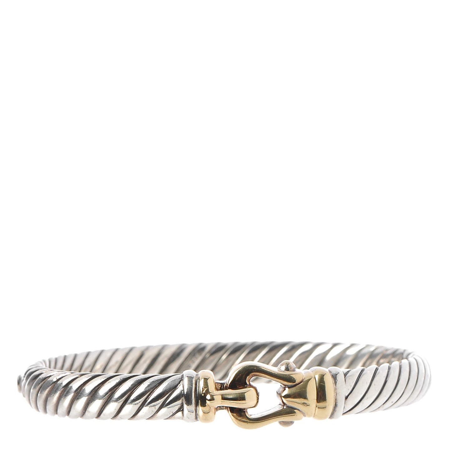 Sterling Silver 18K Yellow Gold 7mm Cable Buckle Bracelet