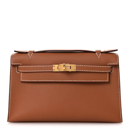 Hermes Swift Kelly Pochette Clutch Gold 1 of 11