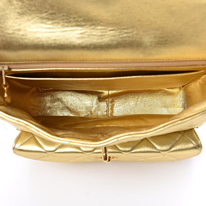 Chanel Metallic Lambskin Quilted Double Pocket Shoulder Bag Gold 5 of 11