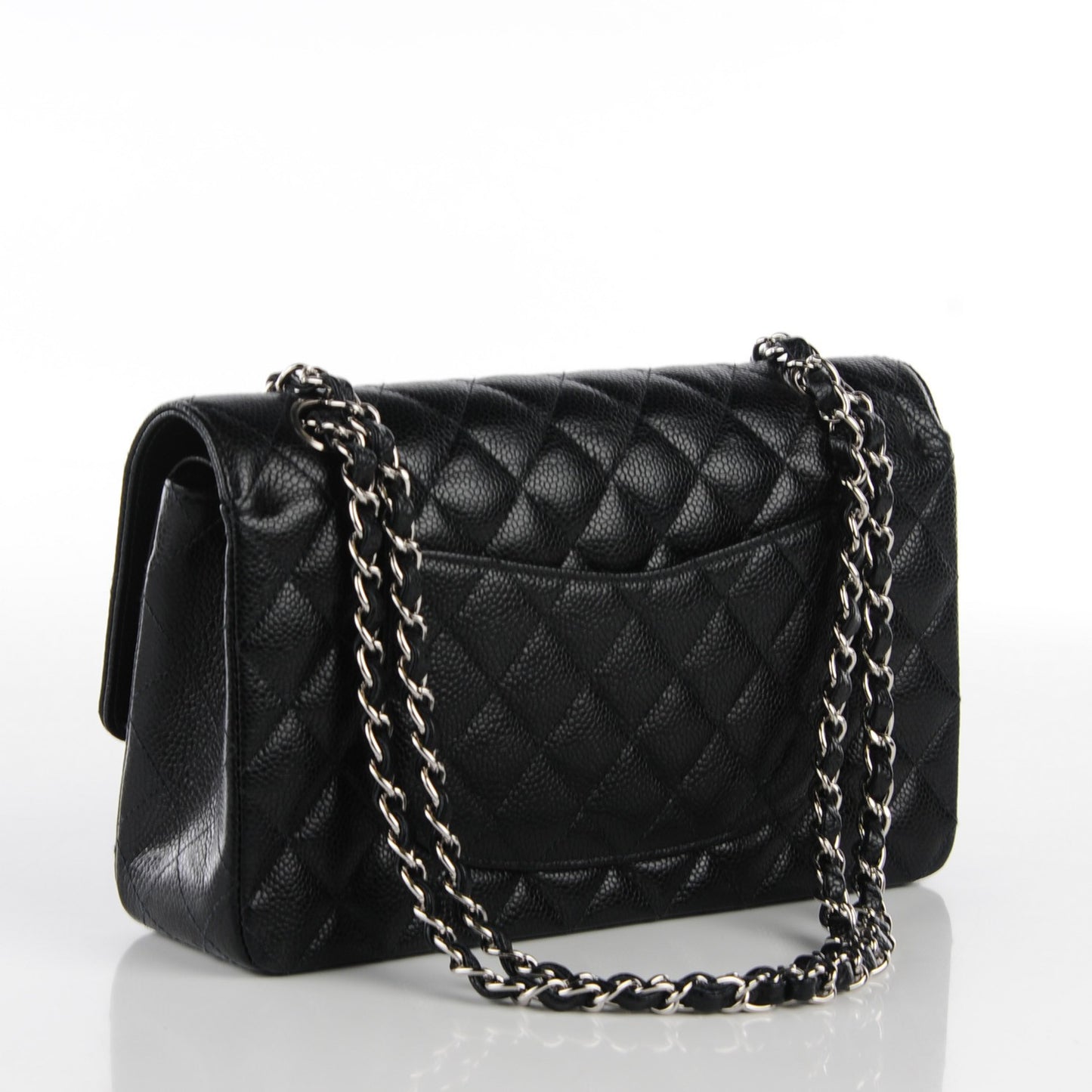 Caviar Quilted Medium Double Flap Black