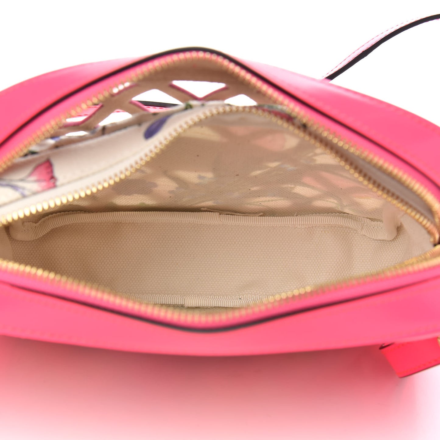 Canvas Calfskin Flora Infinity Cutout Shoulder Bag Fuchsia