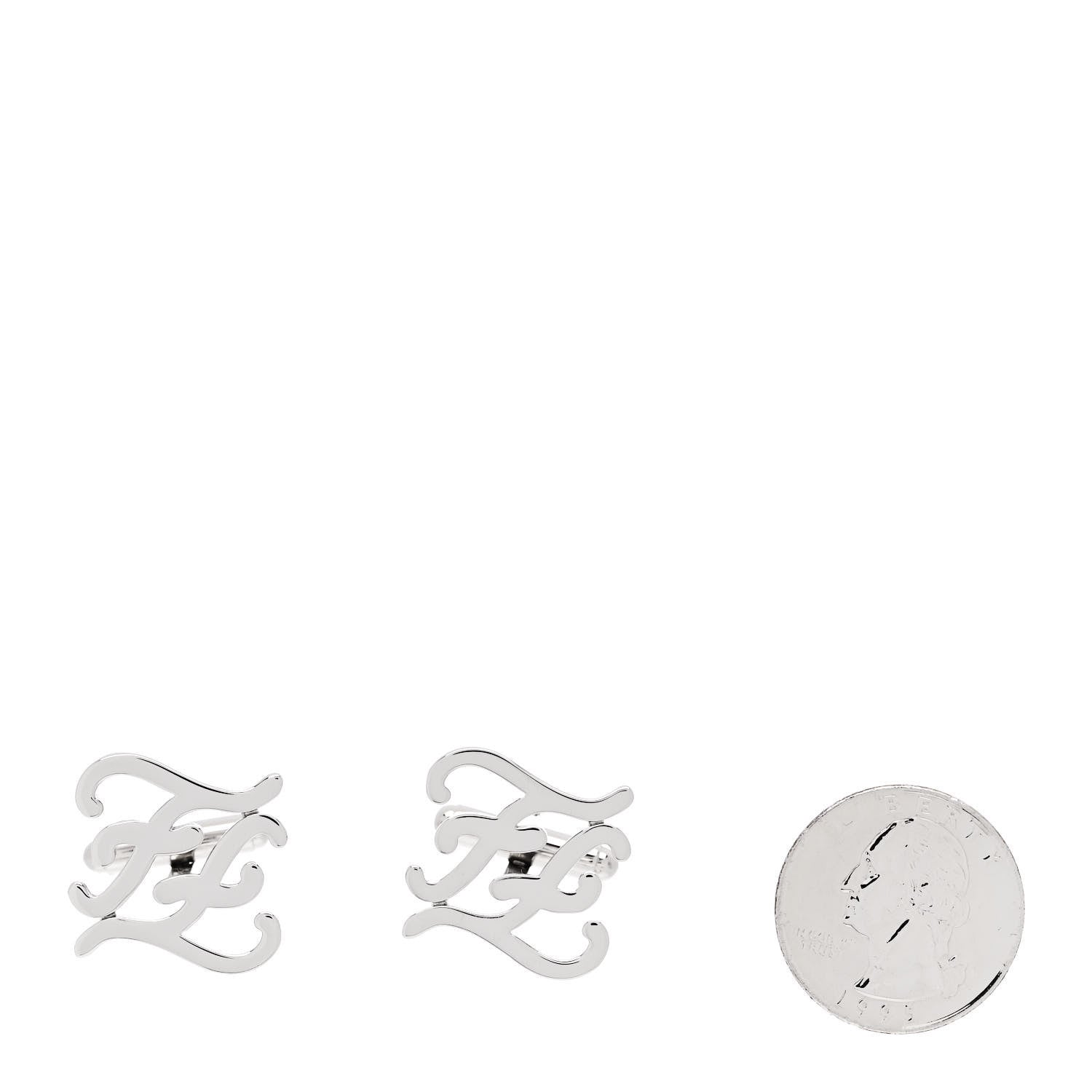 Fendi Metal Kaligraphy Cufflinks Silver 2 of 6