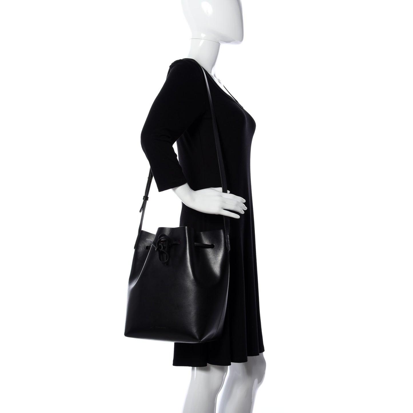 Calfskin Mini Bucket Bag Black Flamma