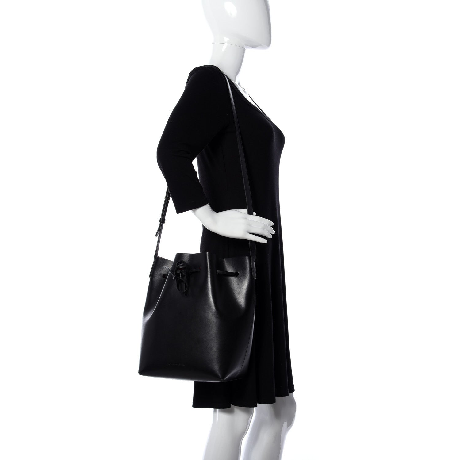 Mansur Gavriel Calfskin Mini Bucket Bag Black Flamma 2 of 8