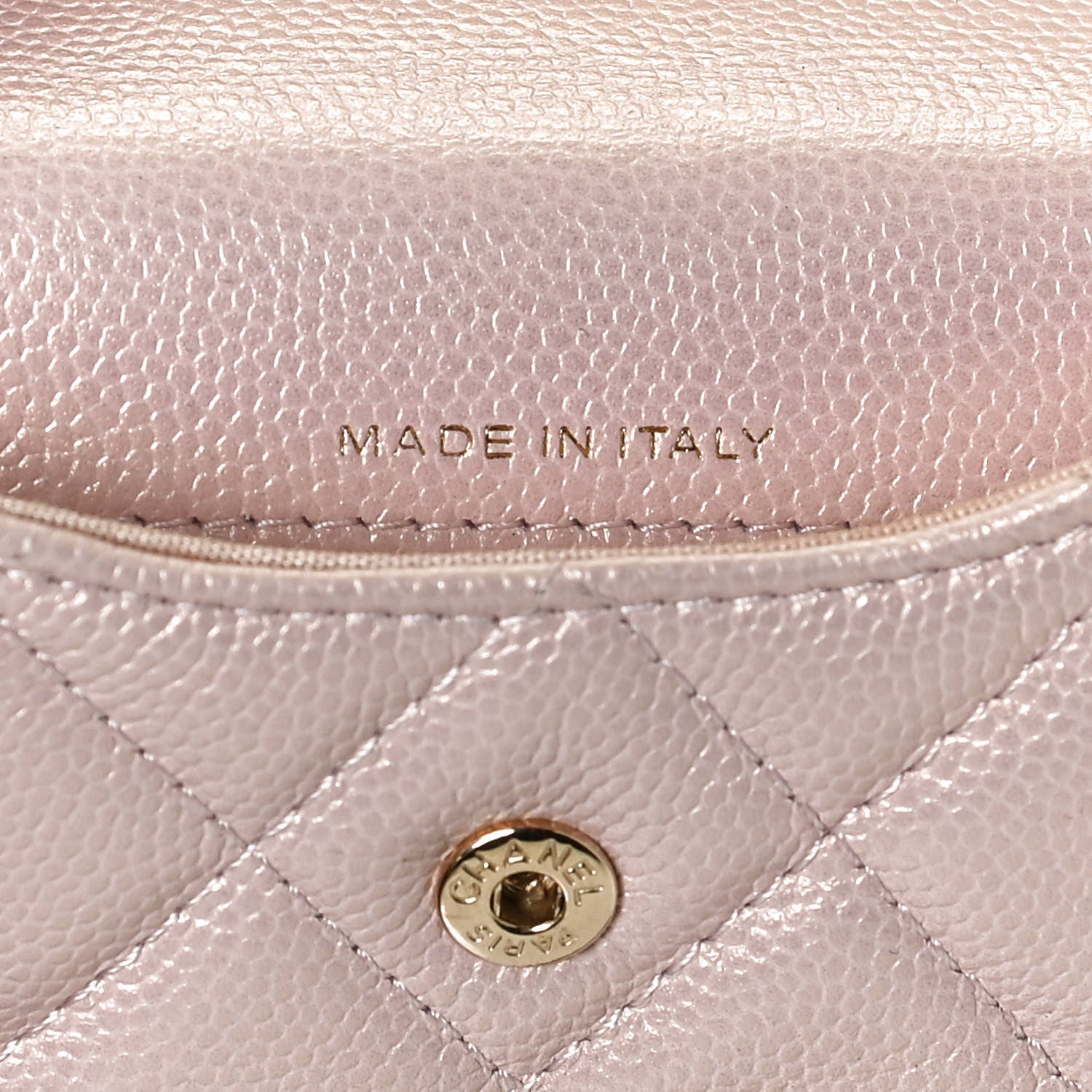 Chanel Iridescent Caviar Quilted Pearl On Top Coin Purse With Chain Light Pink 6 of 8