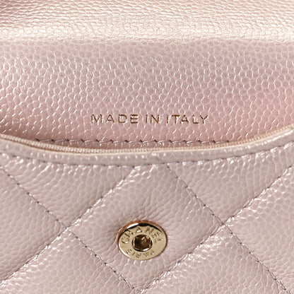 Chanel Iridescent Caviar Quilted Pearl On Top Coin Purse With Chain Light Pink 6 of 8