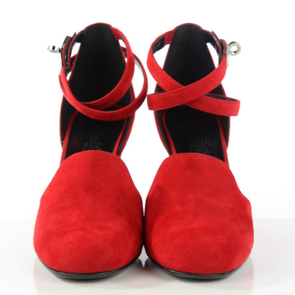 Hermes Suede Goatskin Lively Wedge Pumps 37 Piment 2 of 9