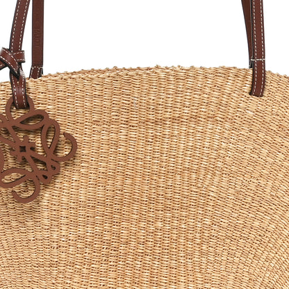 Loewe Calfskin Raffia Paulas Ibiza Small Shell Basket Tote Bag Natural Tan 6 of 9
