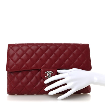 Chanel Caviar Quilted Flap Clutch Red 2 of 9