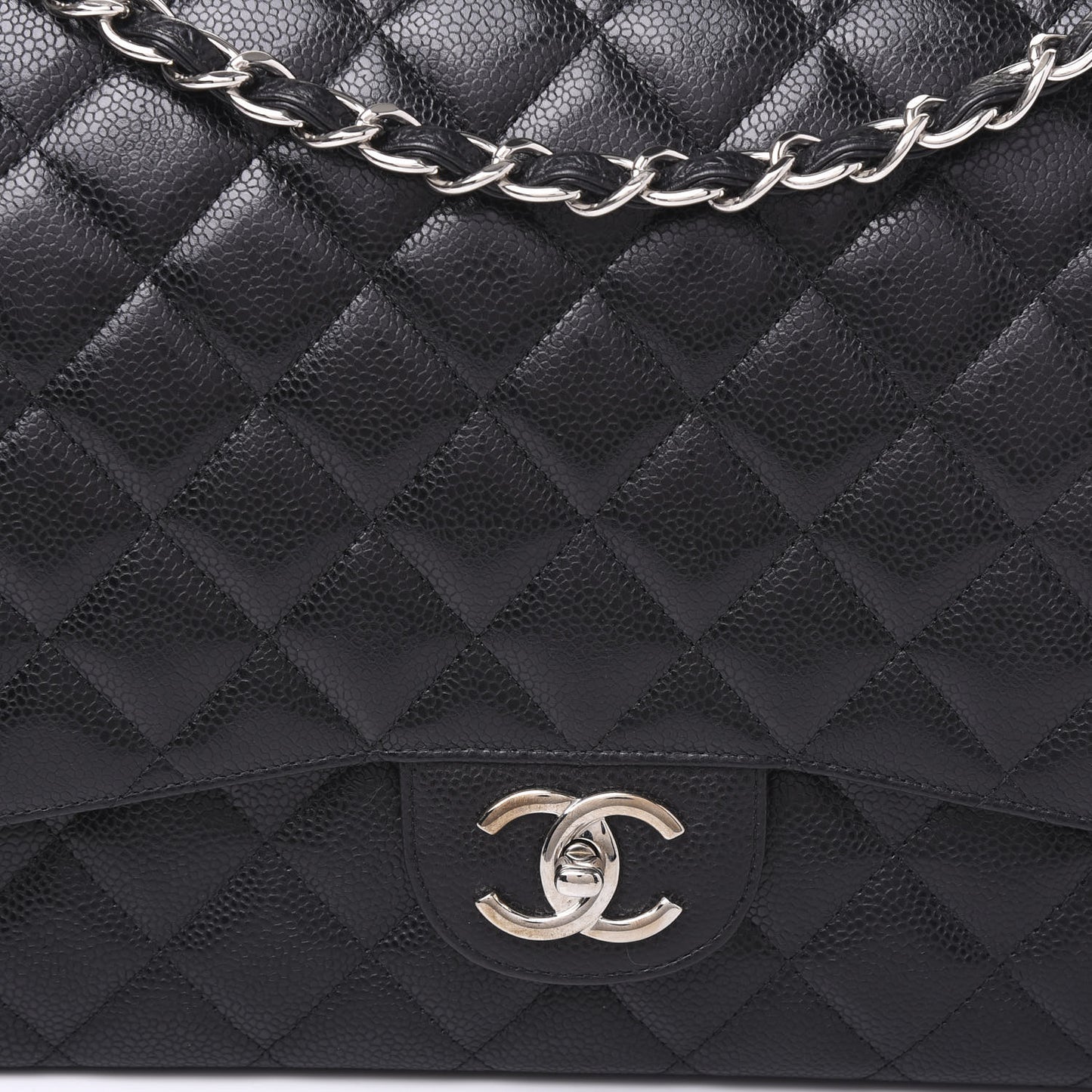 Caviar Quilted Maxi Double Flap Black
