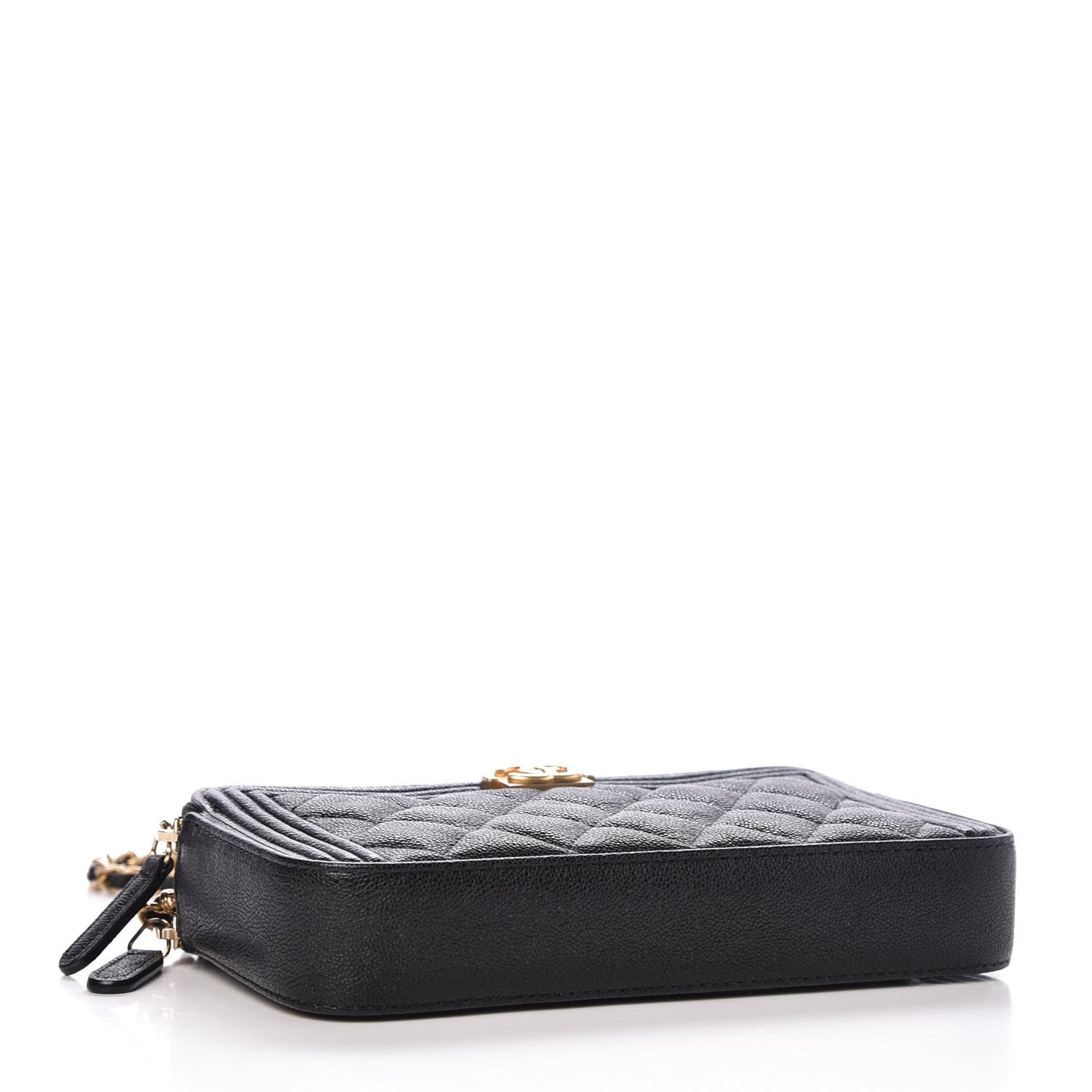 Caviar Quilted Small Boy Clutch With Chain Black
