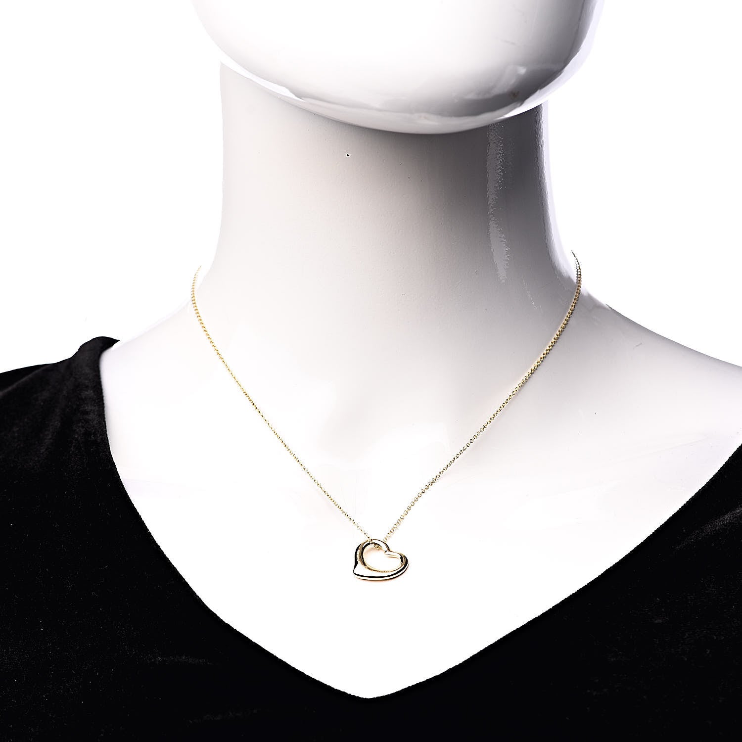 Tiffany 18K Yellow Gold Elsa Peretti Small Open Heart Pendant Necklace 2 of 8