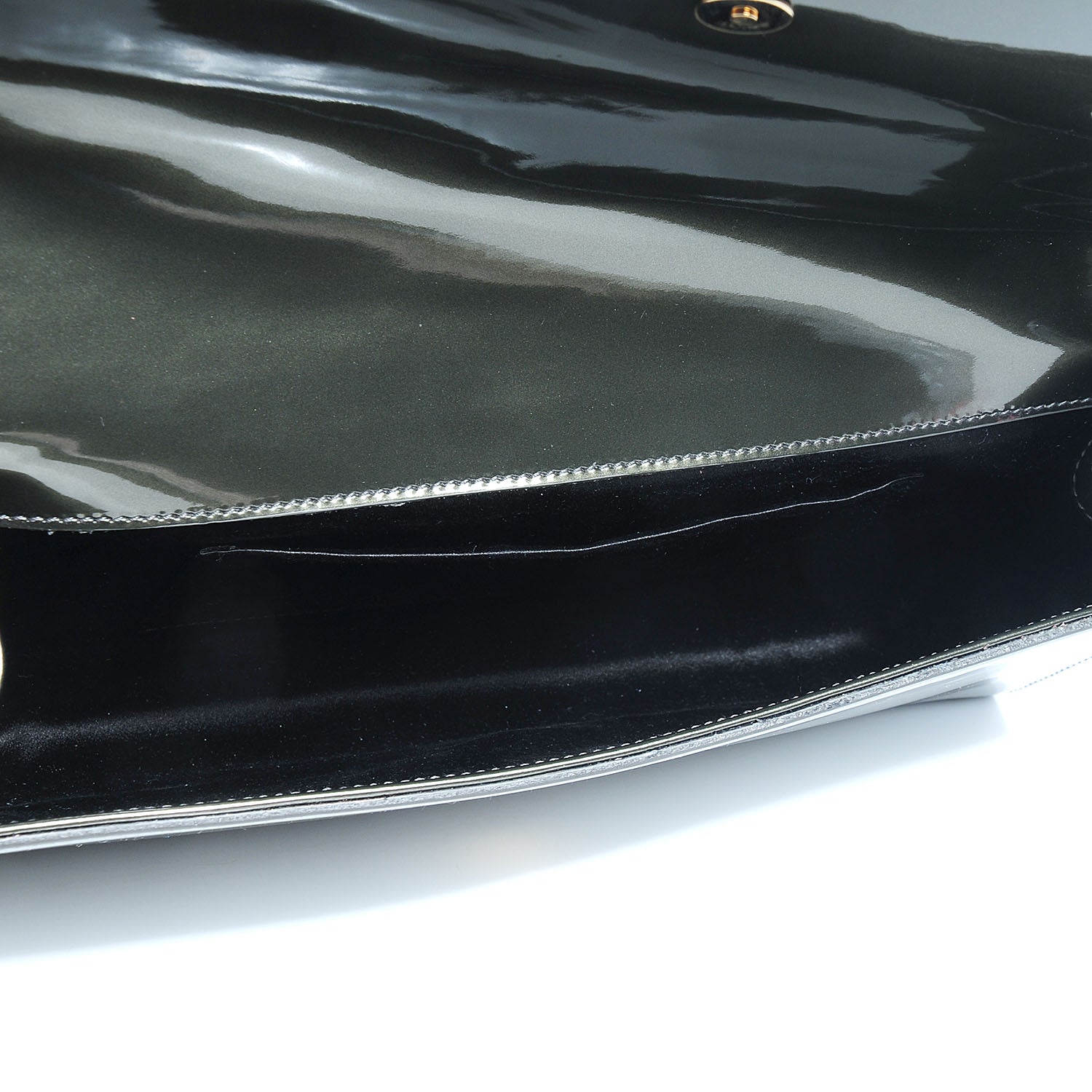 Saint Laurent Patent Large Belle De Jour Clutch Green 7 of 7