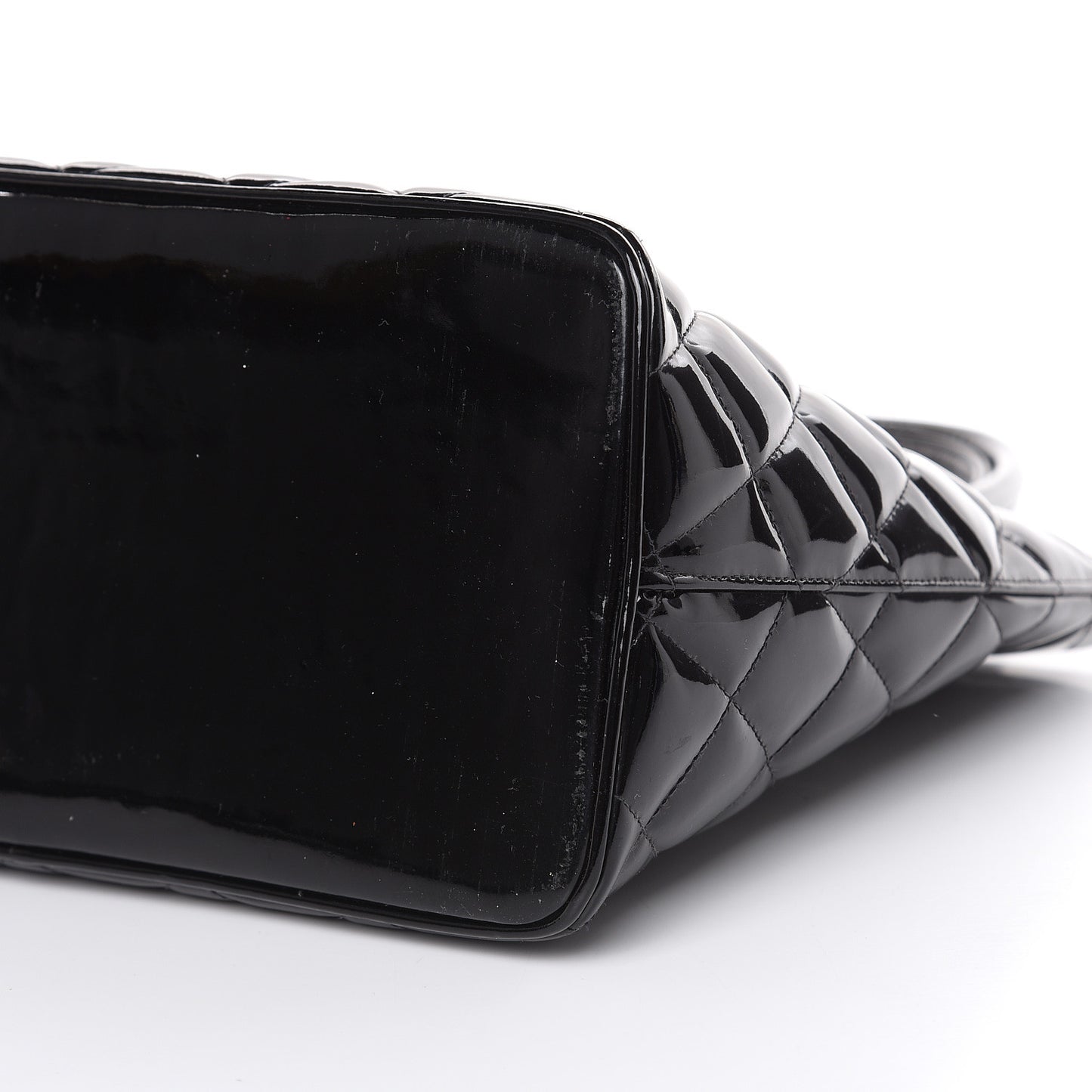 Patent Quilted Medallion Tote Black