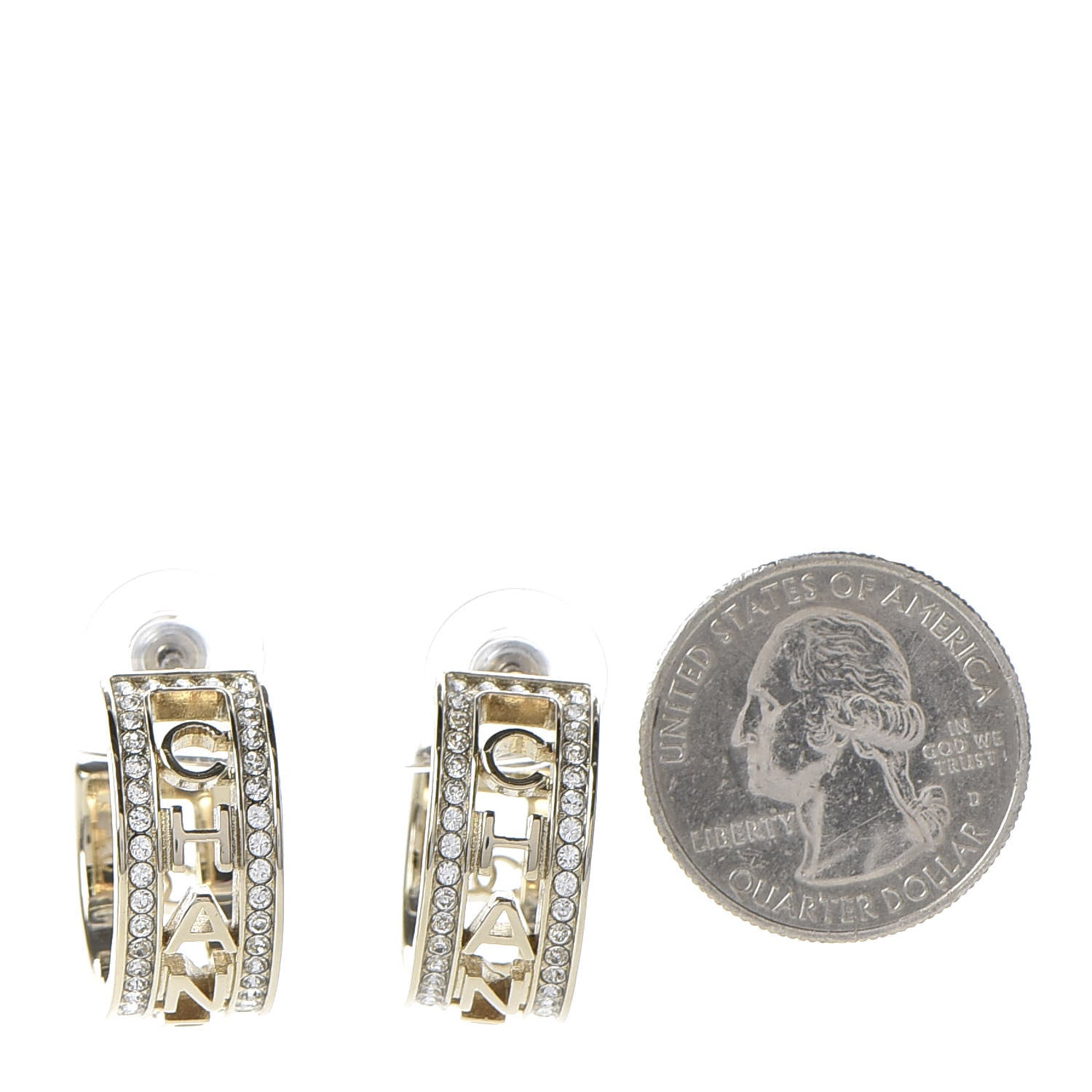 Chanel Metal Crystal Bow-tiful CC Hoop Earrings Gold 2 of 4
