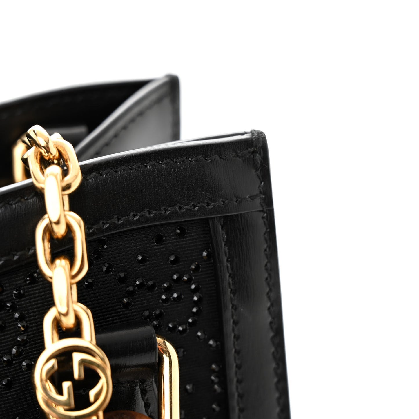 New Canvas Charisma Calfskin Crystal GG Monogram Mini Diana Tote Black