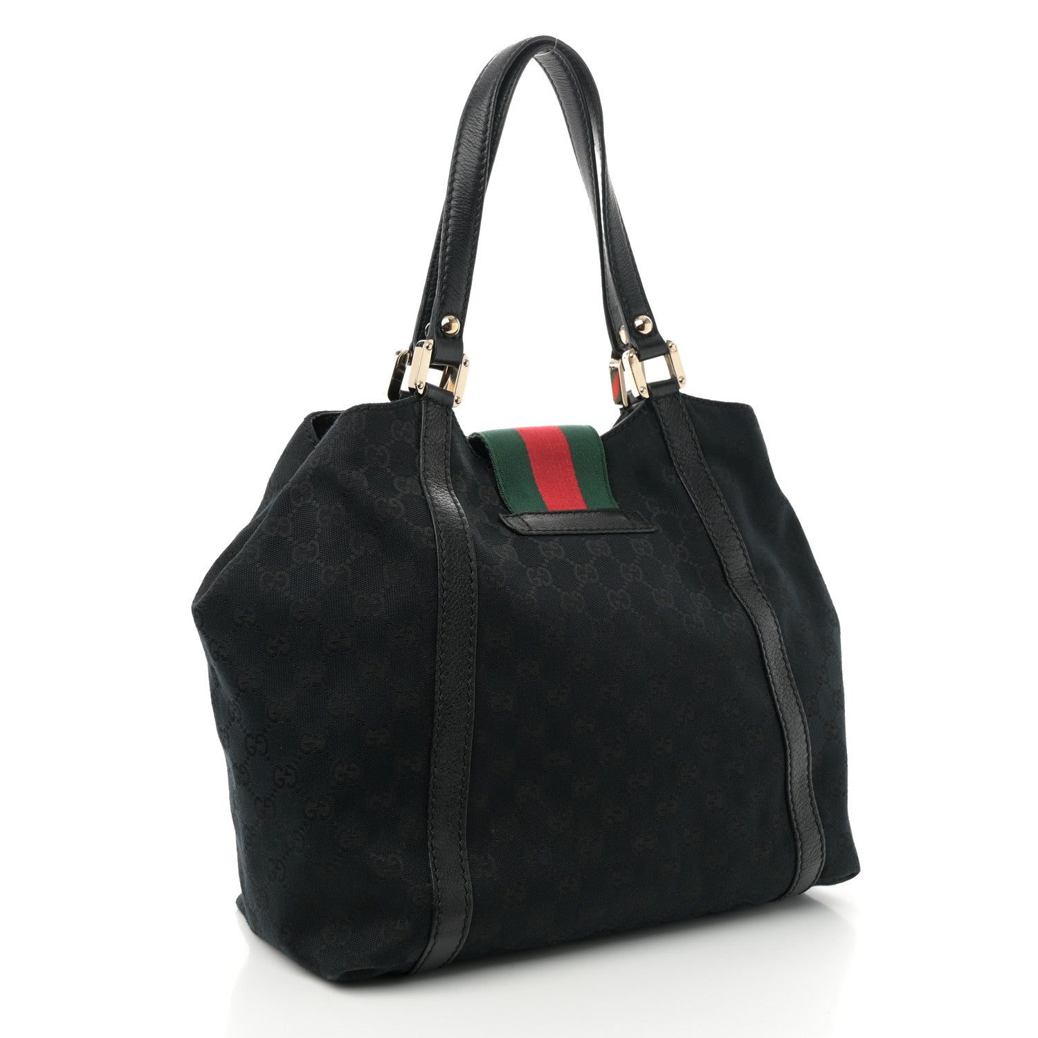 Gucci Monogram New Ladies Web Tote Black 3 of 10