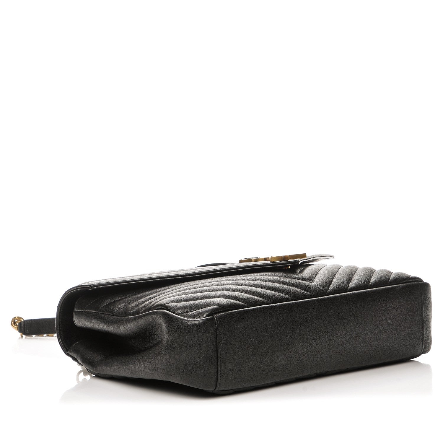 Saint Laurent Sheepskin Matelasse Chevron Monogram Large College Satchel Black 4 of 8