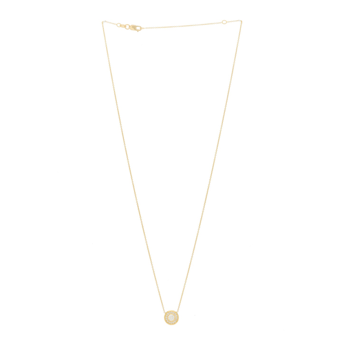 18K Yellow Gold Diamond Pave Pendant Necklace