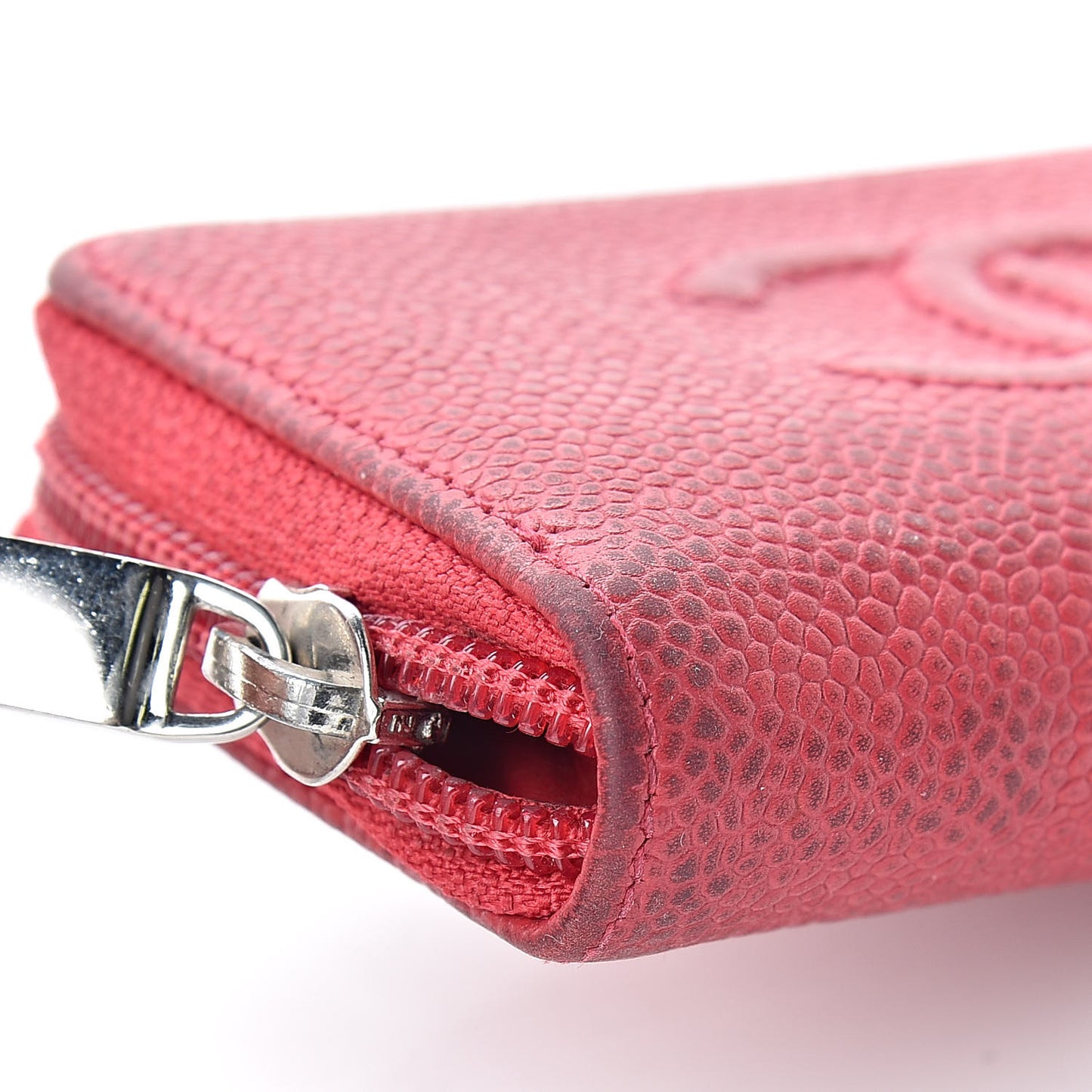 Iridescent Caviar Timeless CC Zip Around Coin Purse Red