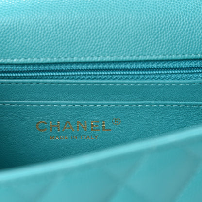Chanel Caviar Quilted Mini Square Flap Turquoise 8 of 11