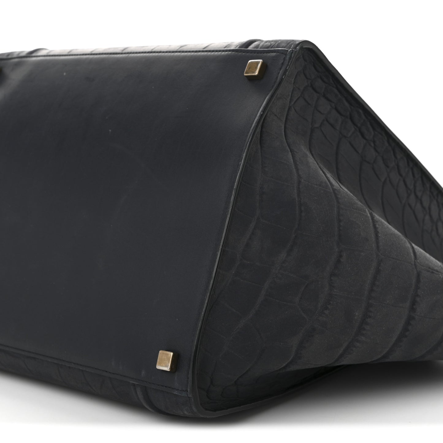 Crocodile Embossed Nubuck Medium Phantom Luggage Navy Blue