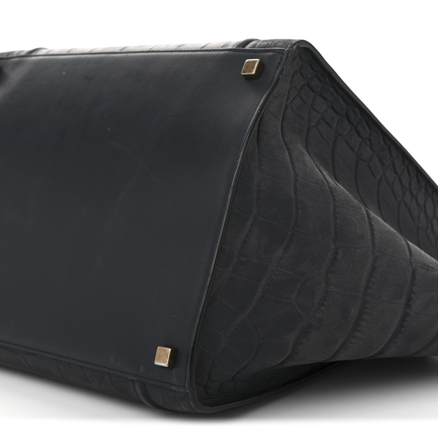 Celine Crocodile Embossed Nubuck Medium Phantom Luggage Navy Blue 11 of 12