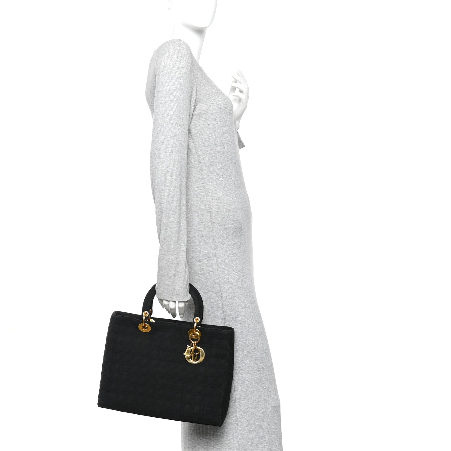 Christian Dior Nylon Cannage Large Lady Dior Black 2 of 10