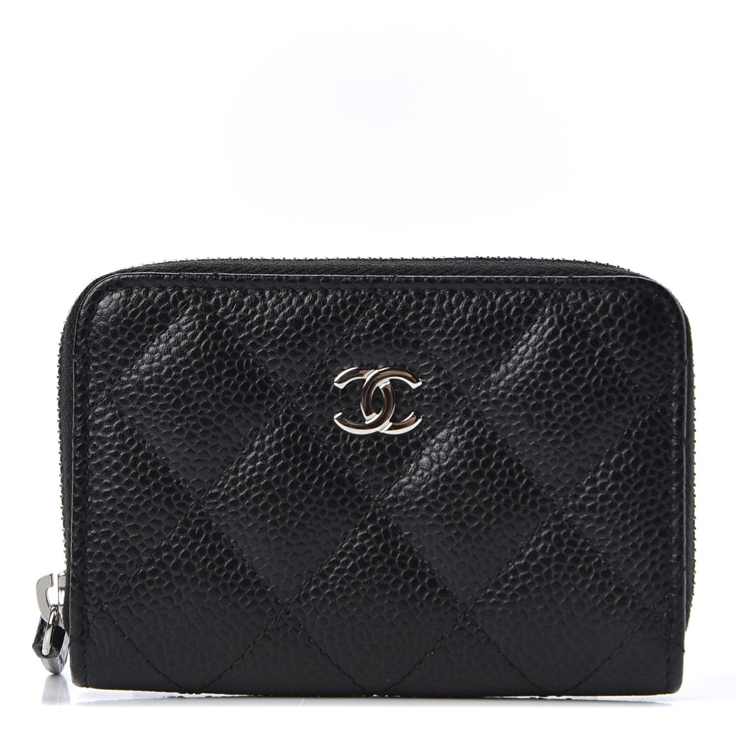 Caviar Quilted Zip Coin Purse Black