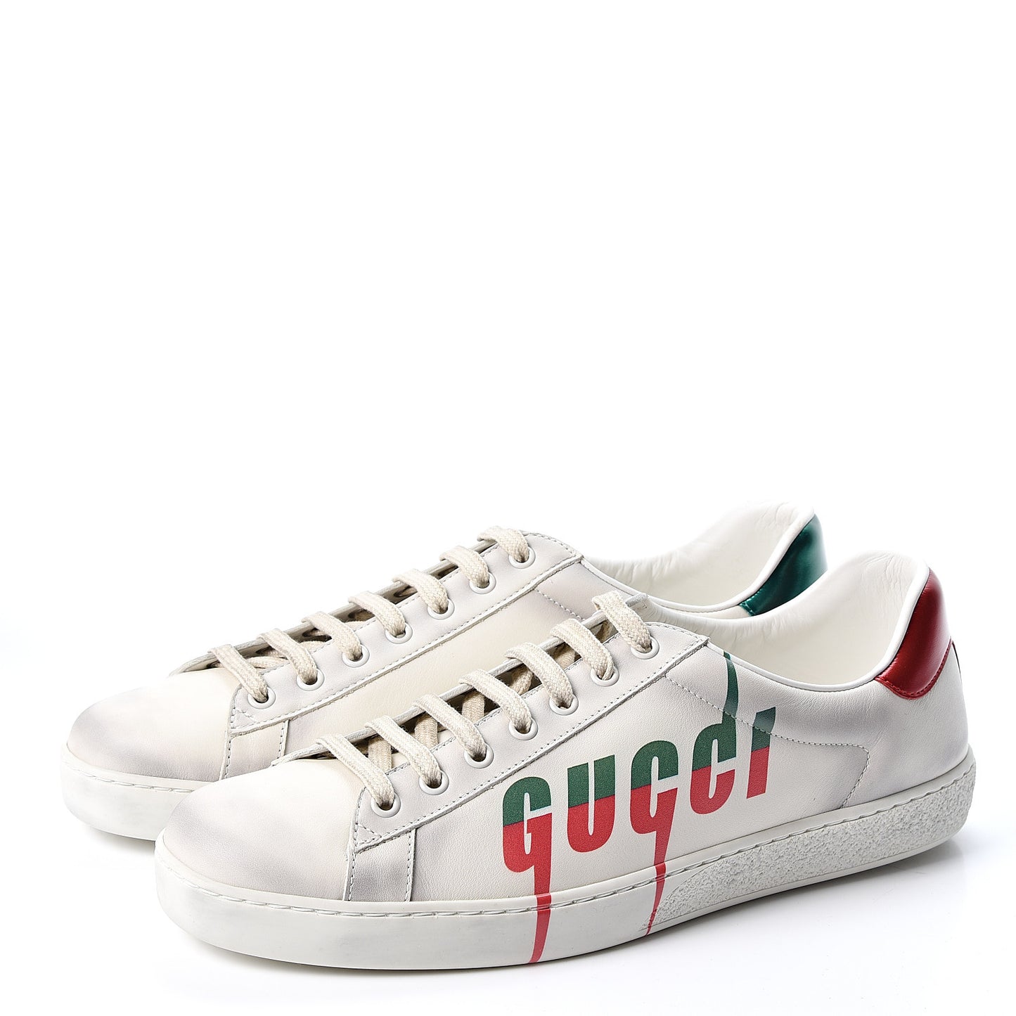 Distressed Calfskin Mens Ace Blade Sneakers 10 White