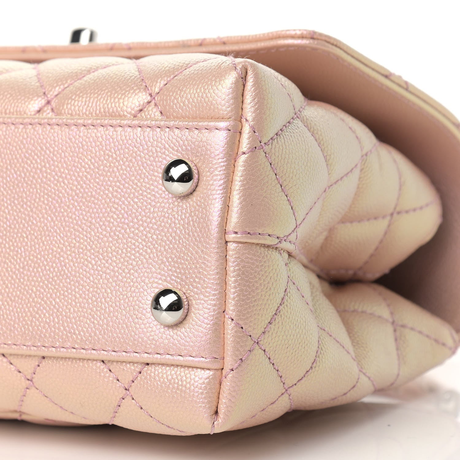 Chanel Iridescent Caviar Quilted Mini Coco Handle Flap Pink 9 of 11
