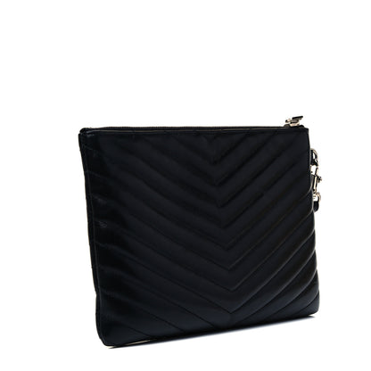 Saint Laurent Calfskin Matelasse Chevron Monogram A5 Wristlet Black 3 of 7