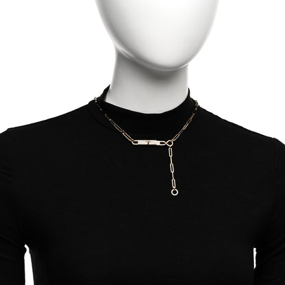 Hermes 18K Rose Gold Diamond Pave PM Kelly Chaine Lariat Necklace ST 2 of 5