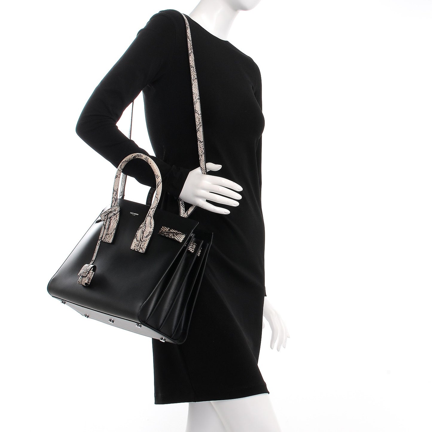 Calfskin Embossed Python Small Sac De Jour Black