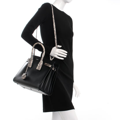 Saint Laurent Calfskin Embossed Python Small Sac De Jour Black 2 of 7