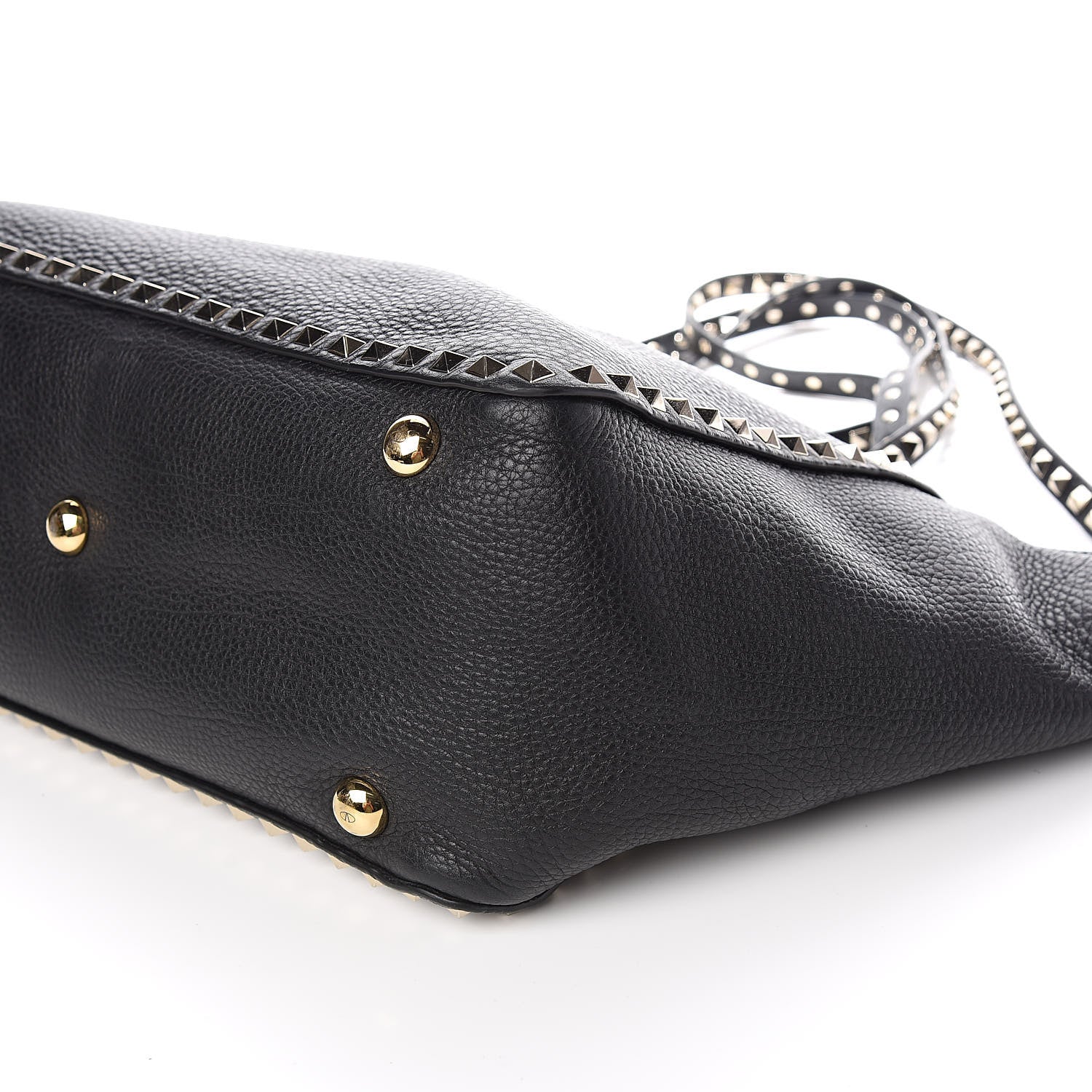 Valentino Garavani Pebbled Calfskin Medium Rockstud Tote Black 9 of 10