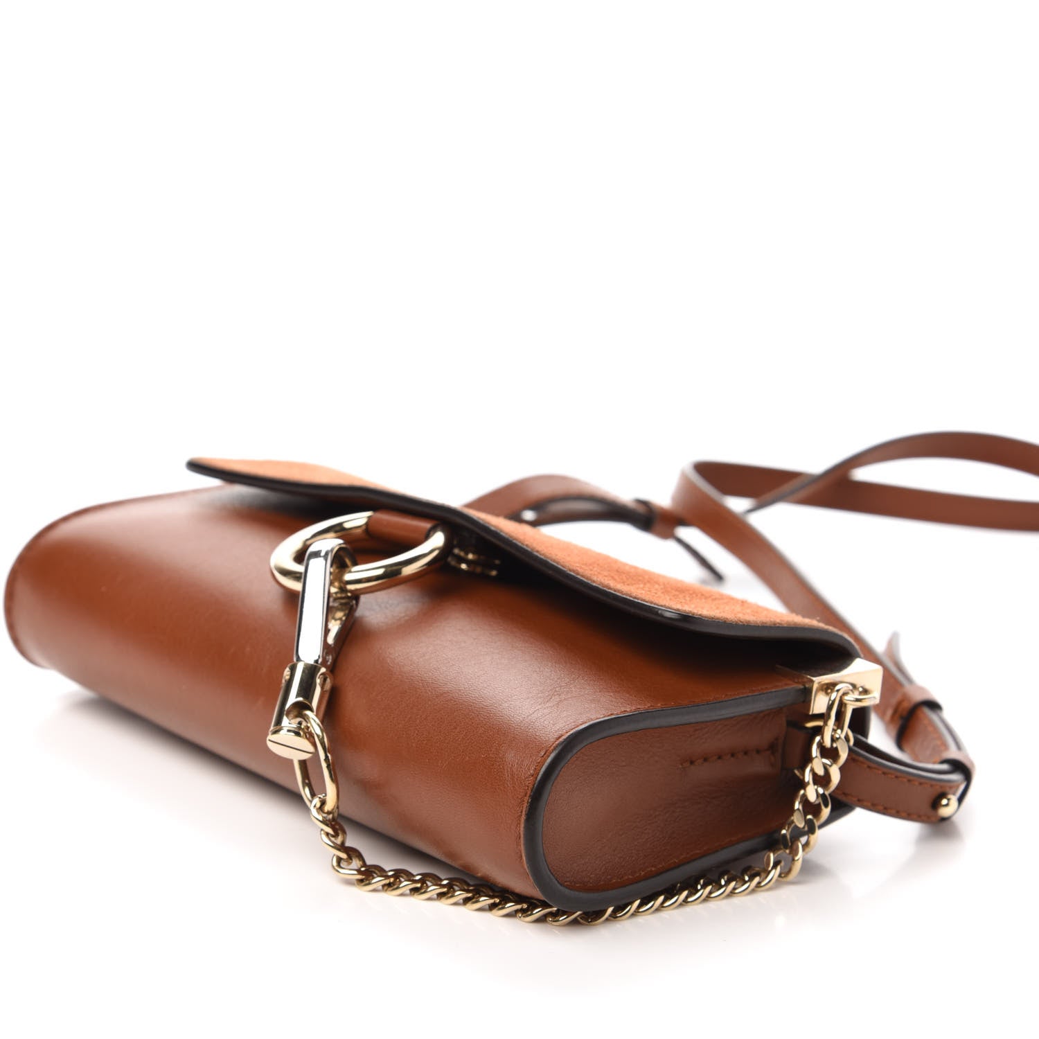 Chloe Suede Calfskin Mini Faye Shoulder Bag Tobacco 7 of 12