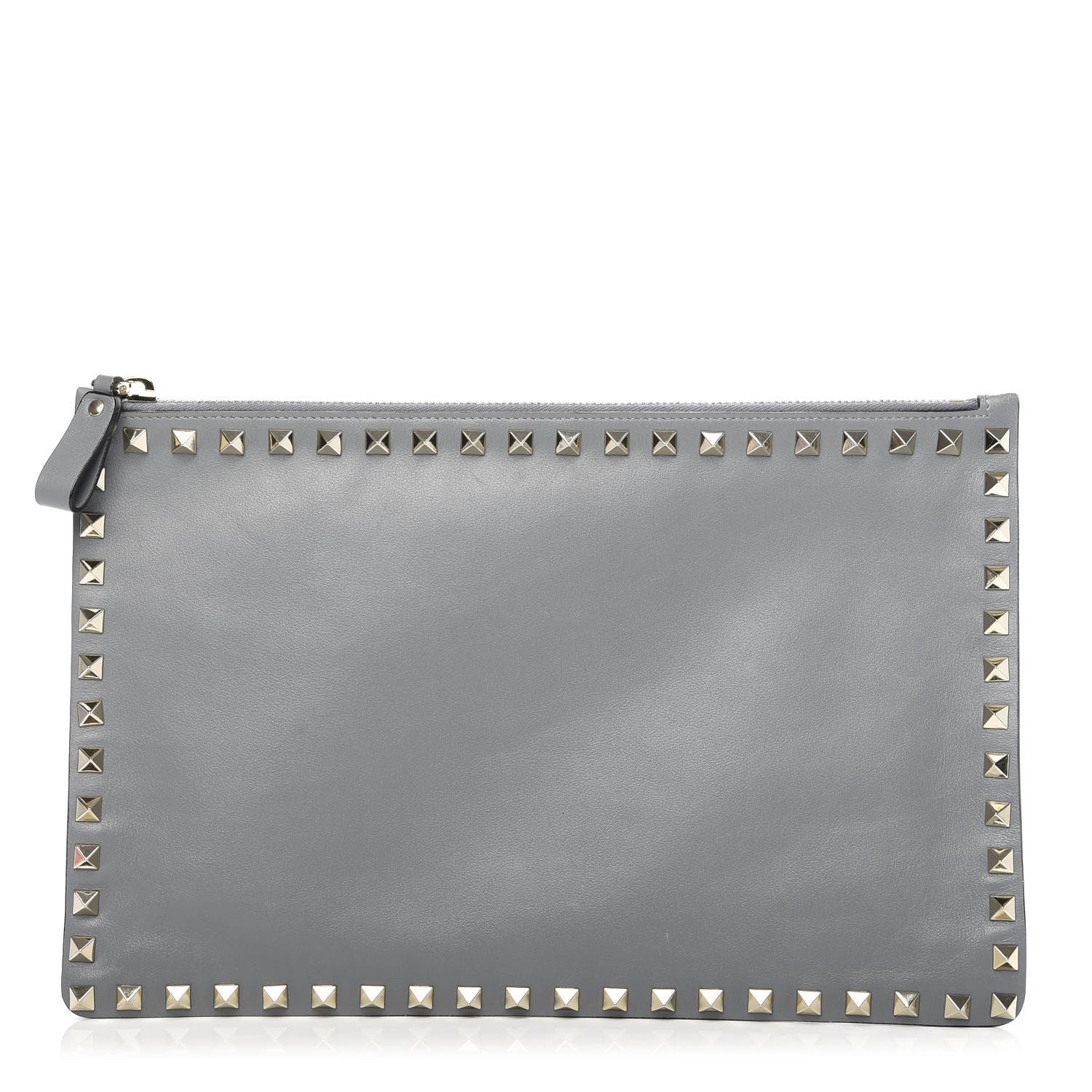 Valentino Garavani Vitello Large Rockstud Zip Pouch Pastel Grey 1 of 7