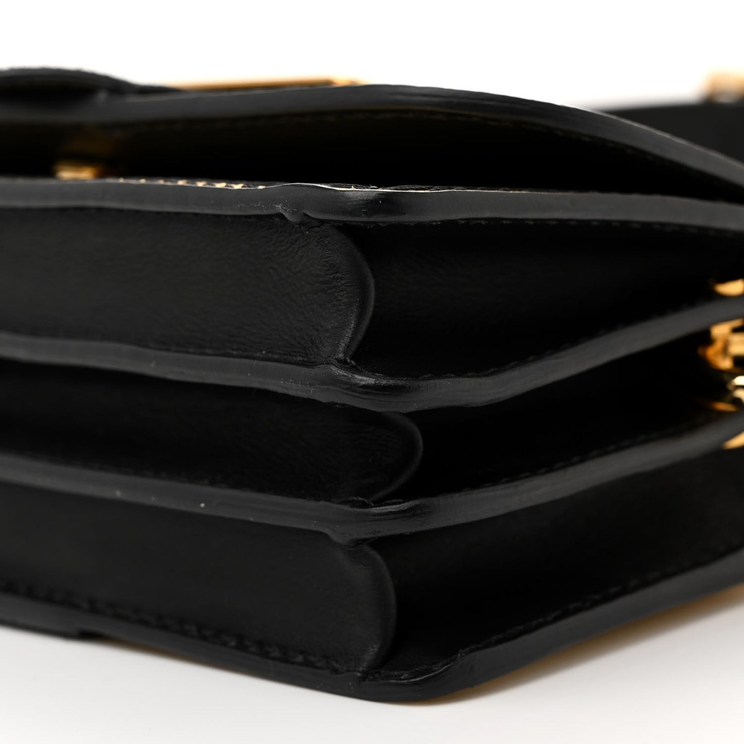 Metallic Calfskin Small Madison Buckle Bag Gold