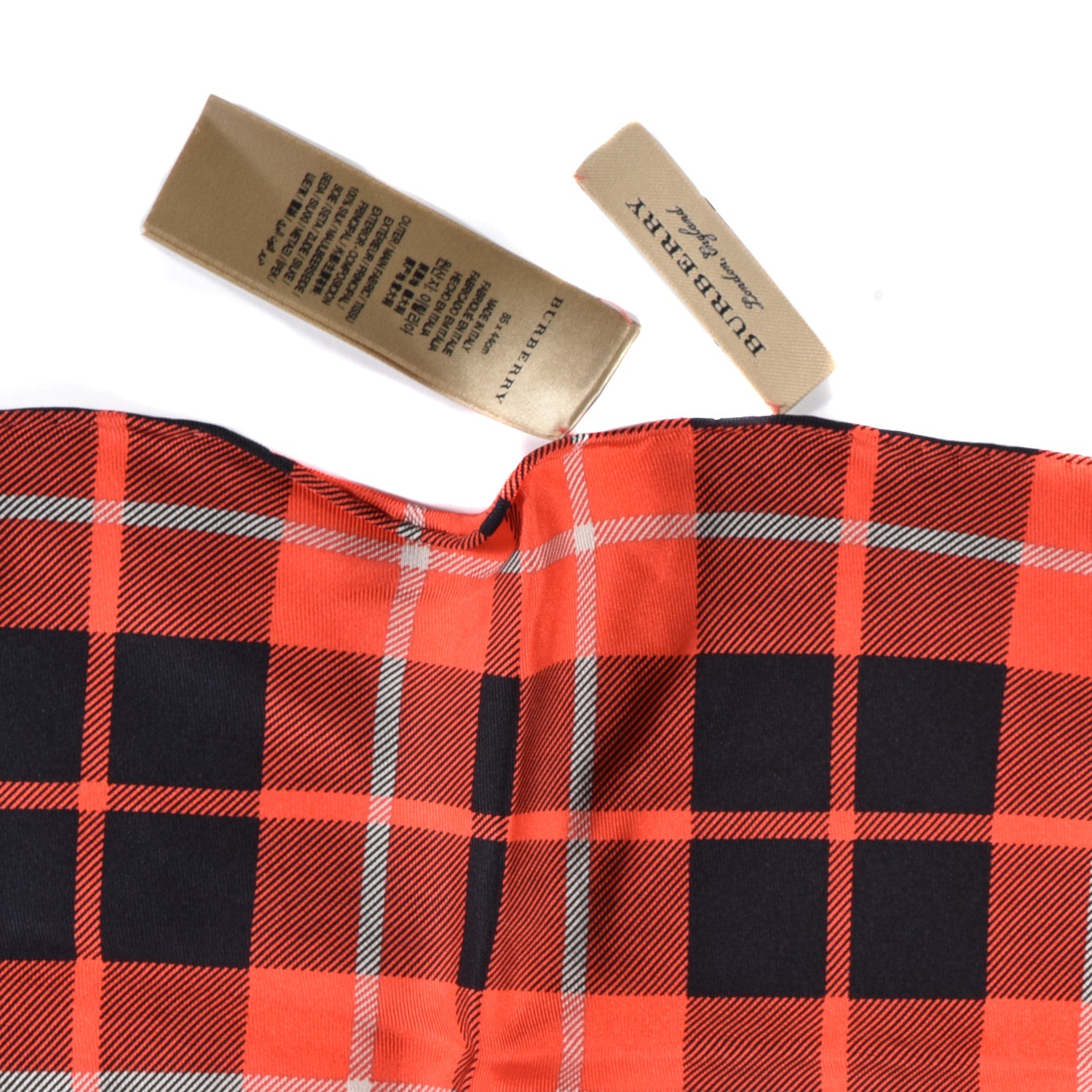 Burberry Silk Check Triangle Bandana Scarf Vibrant Red 6 of 8
