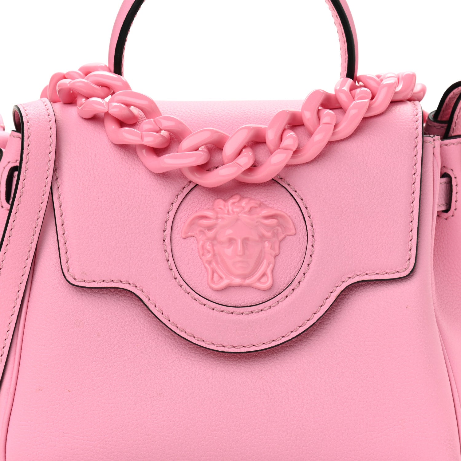 Versace Grained Calfskin Small La Medusa Top Handle Bag Pink 7 of 10