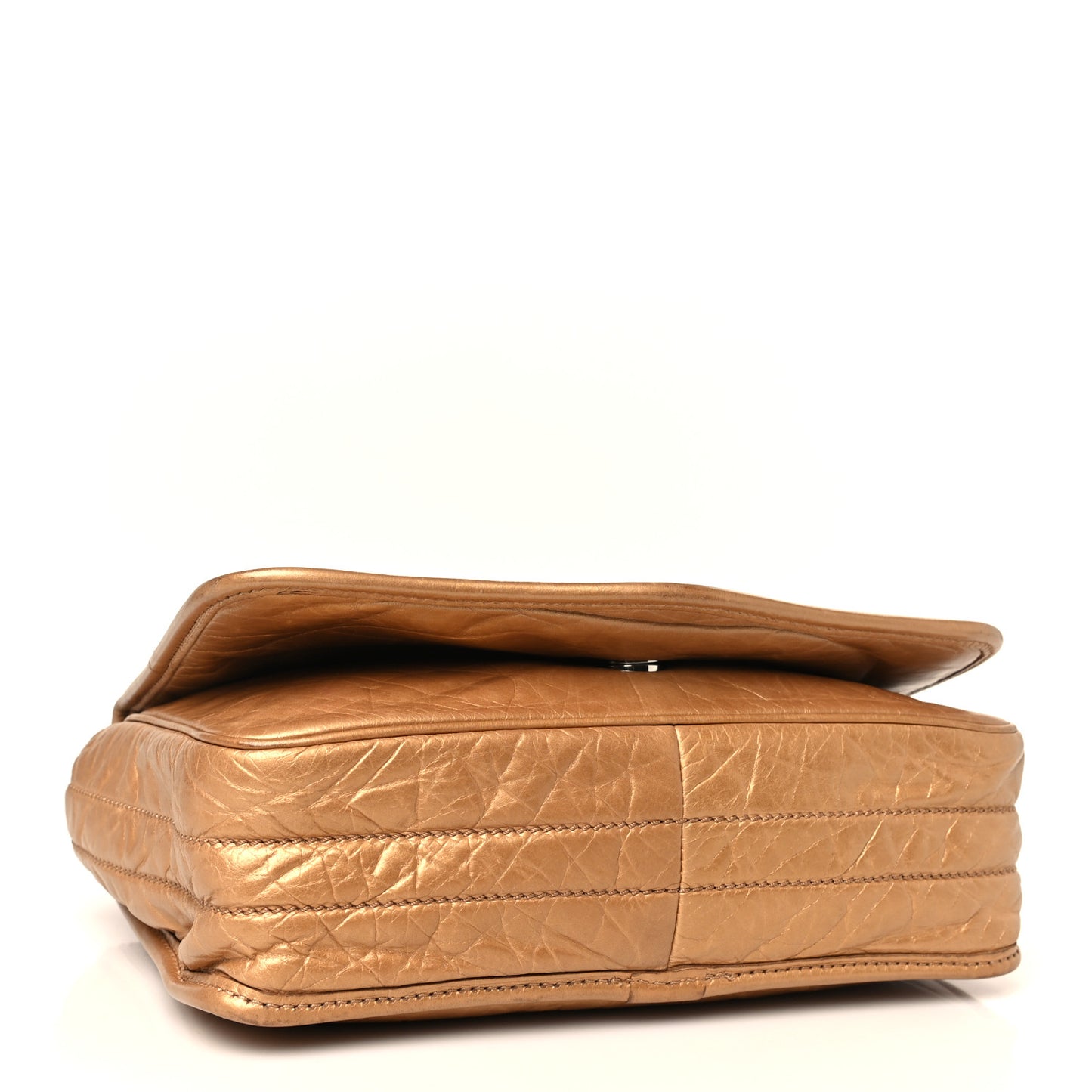 Aged Calfskin Quilted Vintage Ligne Messenger Flap Gold