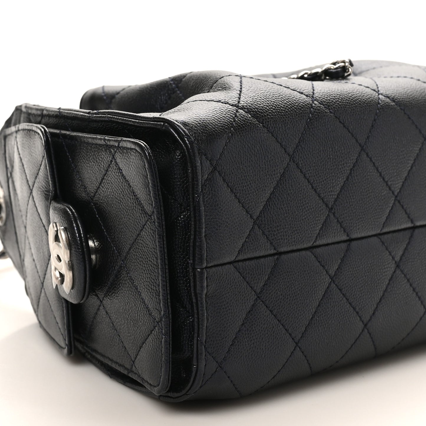 Metallic Caviar Quilted Mini Chanel 25 Handbag Dark Blue