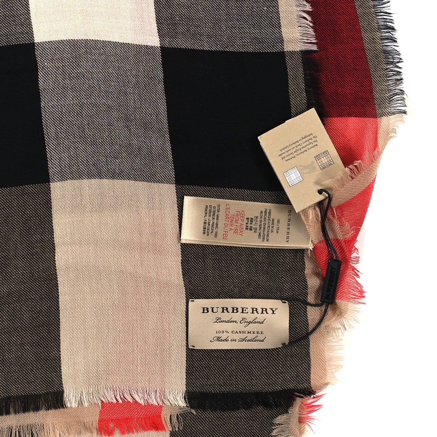 Burberry Cashmere Mega Check Lightweight Scarf Camel 3 of 3