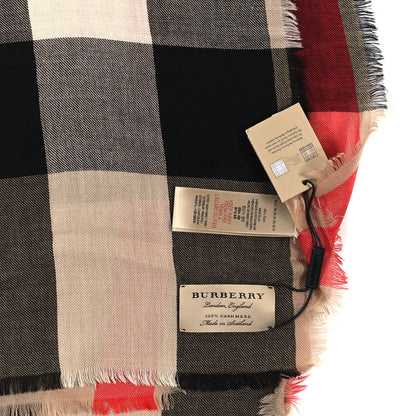 Burberry Cashmere Mega Check Lightweight Scarf Camel 3 of 3