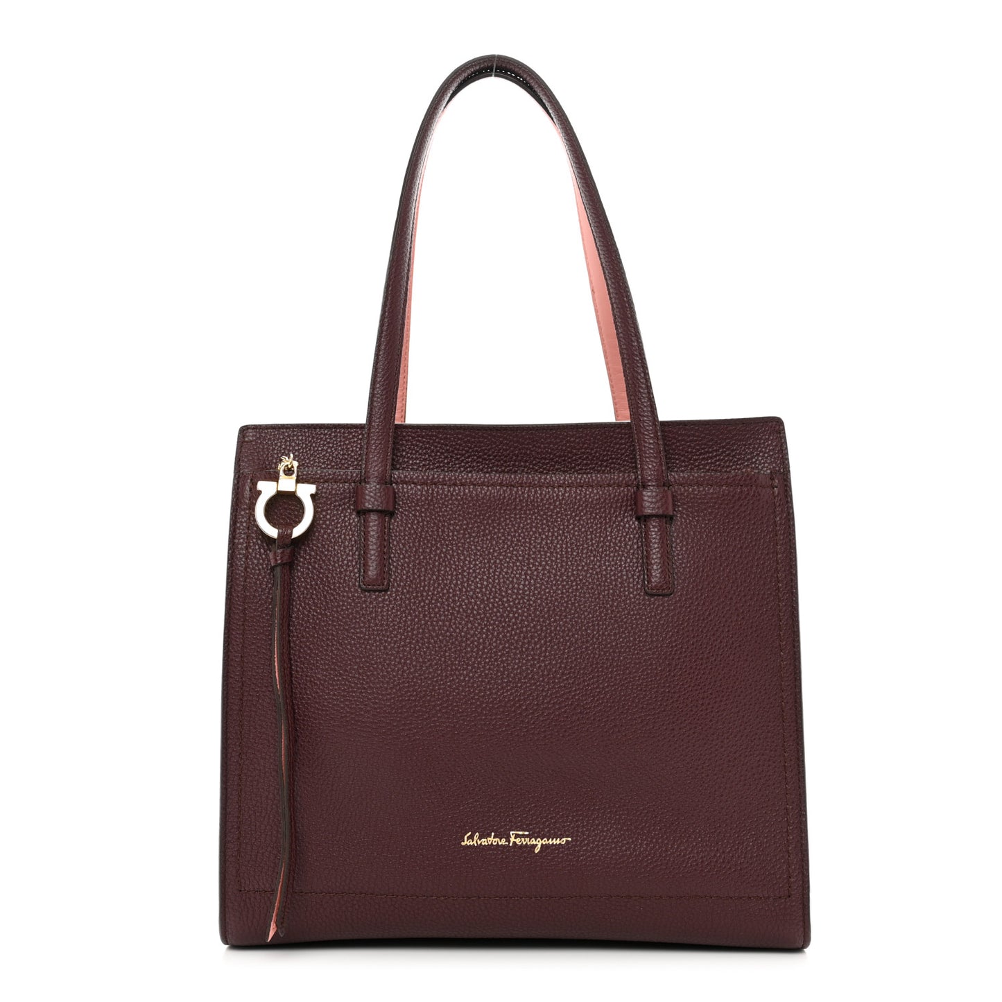 Hammered Calfskin Double Handle Small Amy Tote Red